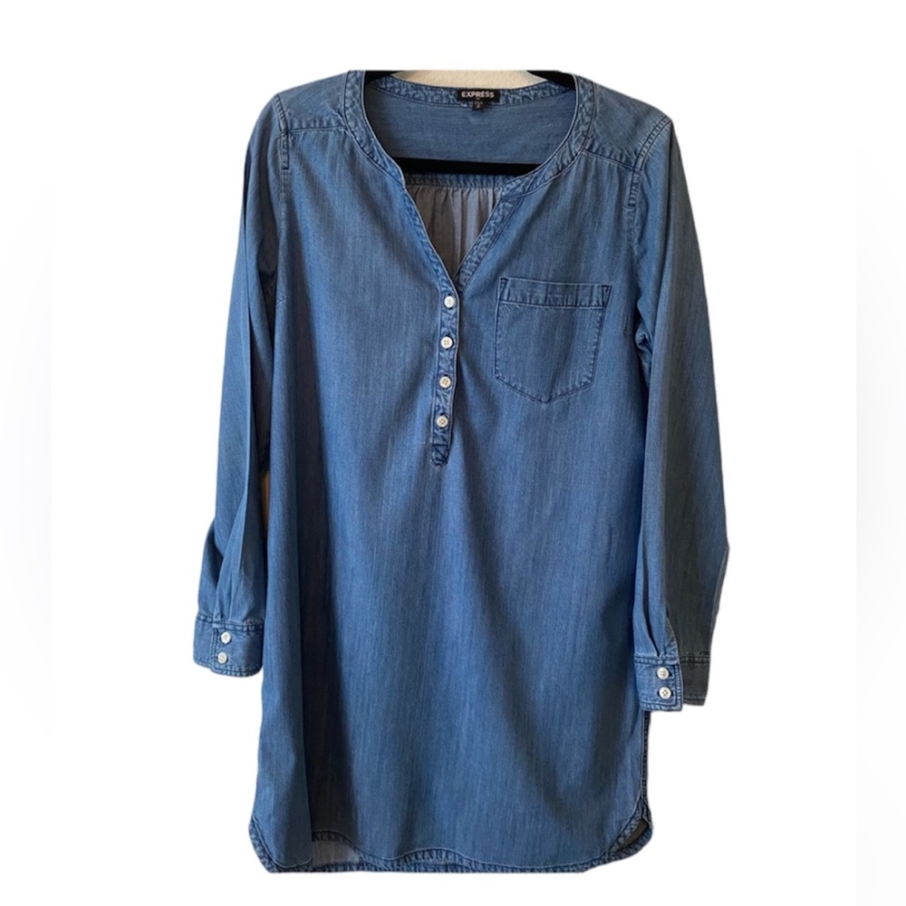 Express Denim Dress Size Medium Light Blue Wash